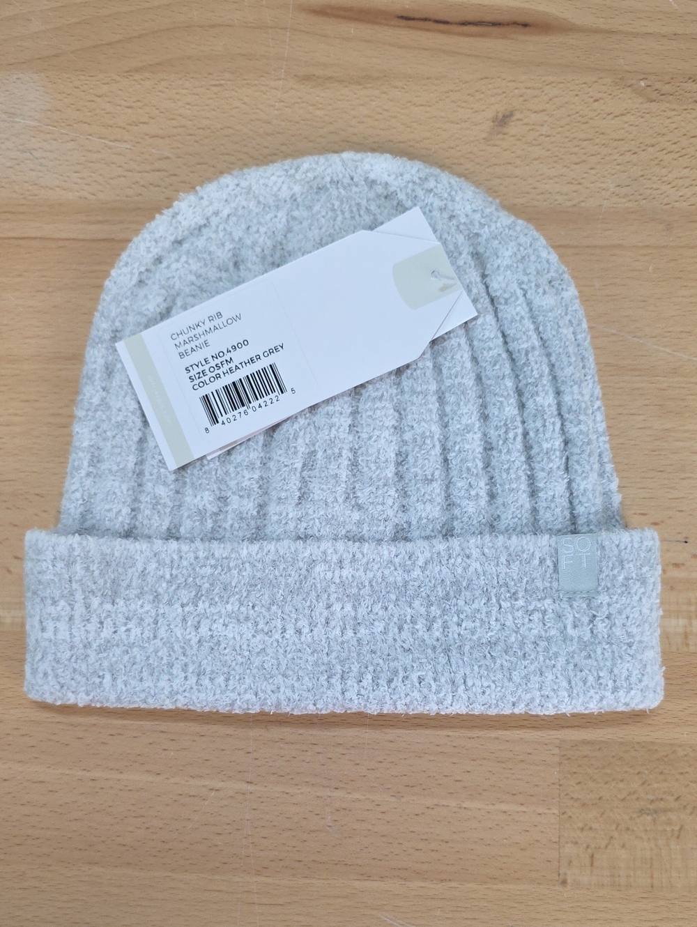 Chunky Rib Marshmellow Beanie - Light Heather Grey